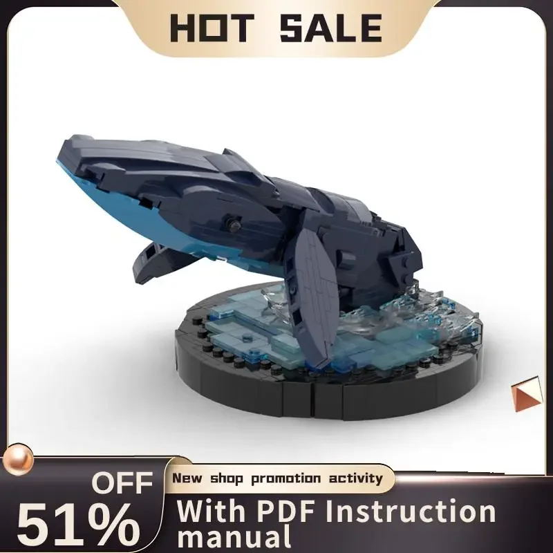 

New 556Pcs Popular Animal Series Moc Breaching Whale Model Custom Puzzle Diy Creative Ideas Kids Toys Birthday Christmas Gifts