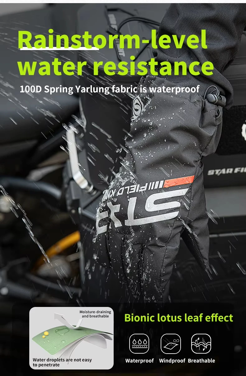 Vier-Jahreszeiten-wasserdichte Motorradhandschuhe, Touchscreen-kompatible, warme, regenfeste Handschuhüberzüge für Motorradreisen und Motorradfahren. – Detail 6