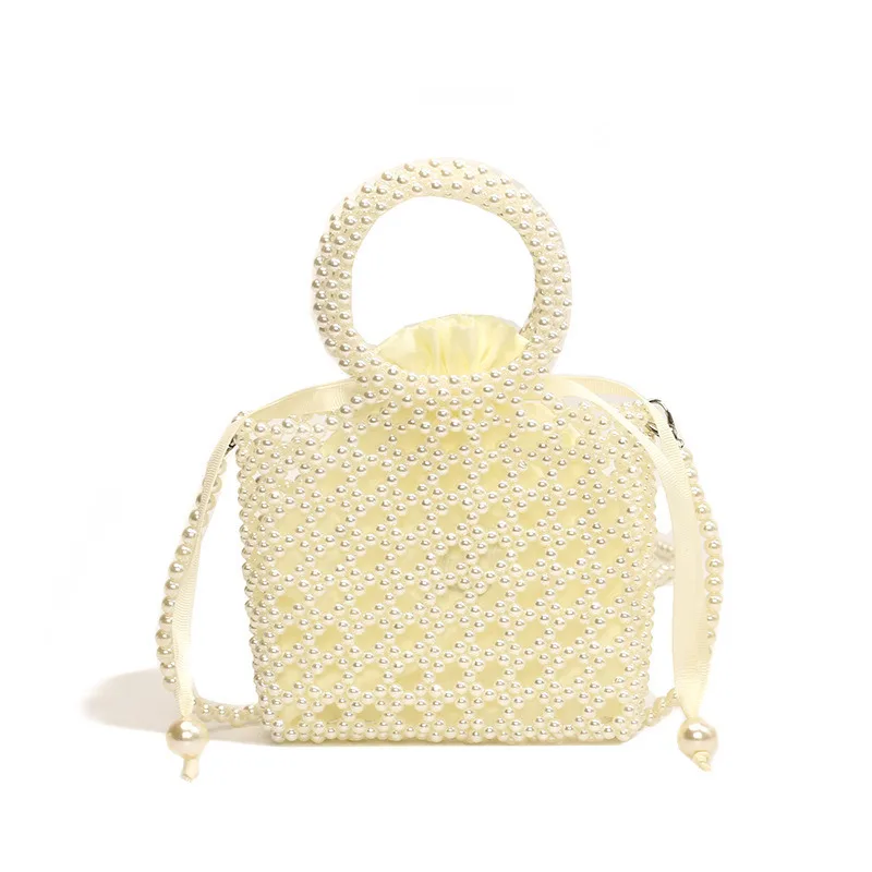 New Imitation Pearl White Bead Women's Bag Handmade Bead Product Fashionable Women's Crossbody Bag Texture Party Handbag