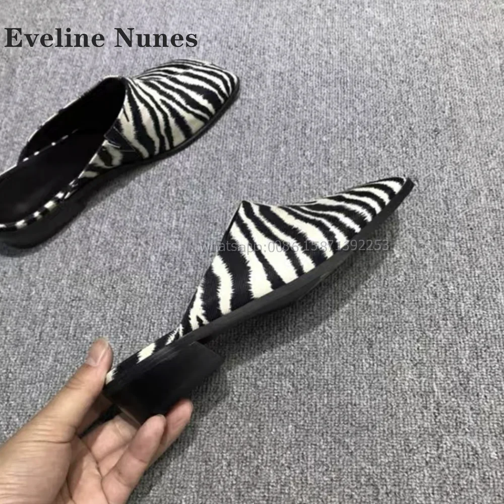 Zebra Pattern Slip On Mules Square Toe Chunky Heels Slingback Patchwork Women Slides Sexy Casual Party Shoes 2024 Newest Trend