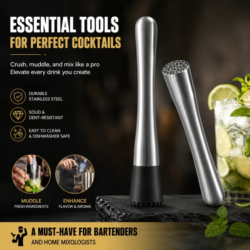 Stainless Steel Muddler with I - Muddler Cocktail Bar ulasan dan harga