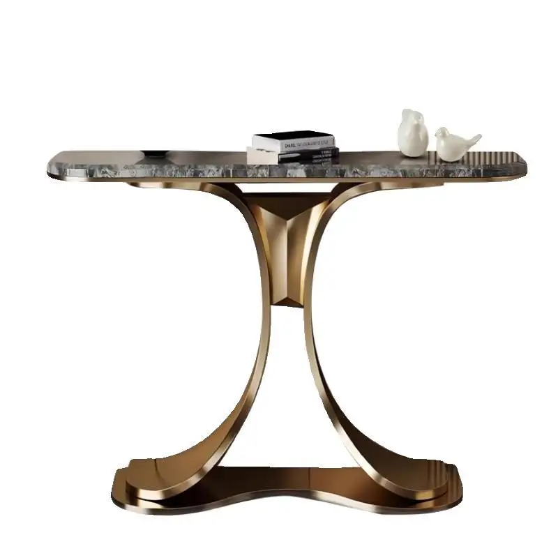 

High-end entrance table, light luxury style slate marble entrance designer creative corridor directly opposite the door Italian