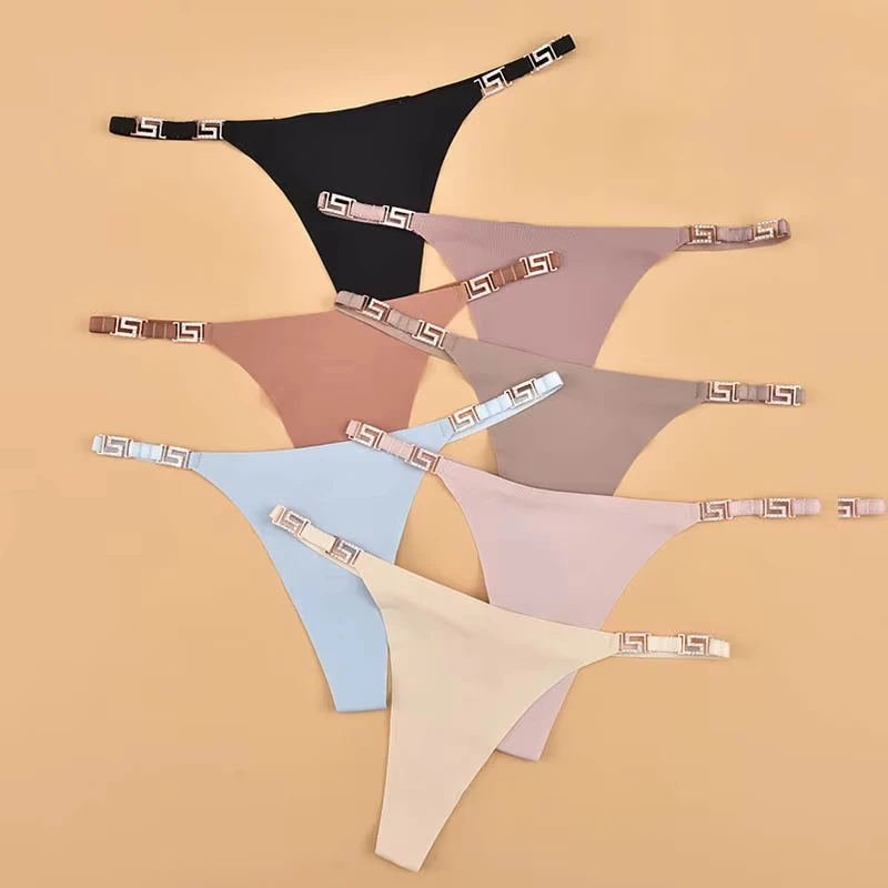 Women Sexy Panties Low-waist Diamond Chain Underwear Metal Decoration G String Thong Female Temptation Lingerie Intimates