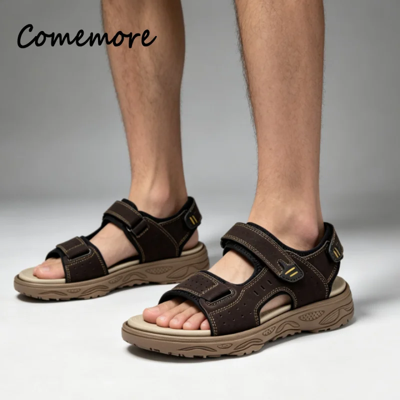 Comemore New Summer Men Sandals Roman Leather Classic Casual Beach Vacation Male Shoes Retro Large Size Footwear Zapatos Hombre