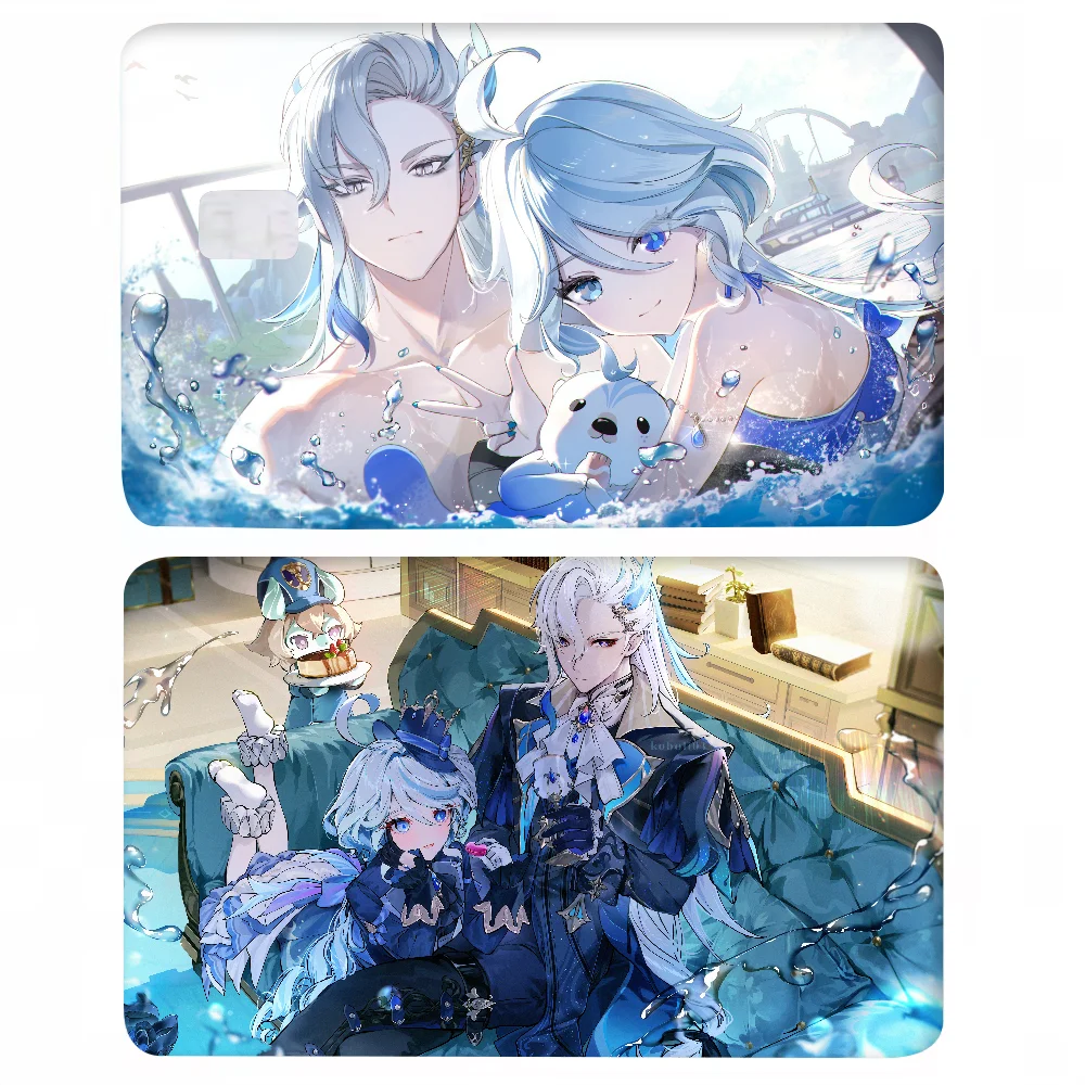 Neuvillette Genshin Impact Cartoon Credit Card Skin Stickers For Bank Card Bus Metro Card Sticker Waterproof Women Gift