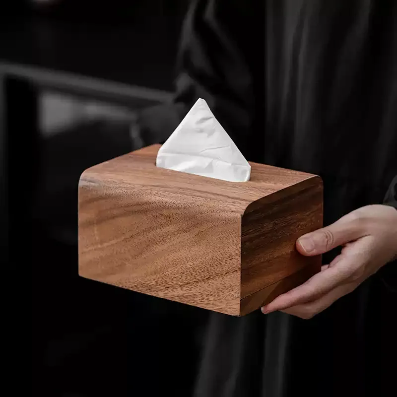 Tissue box Living room Chinese simple napkin storage box Desktop pumping carton Household South American walnut paper pumping