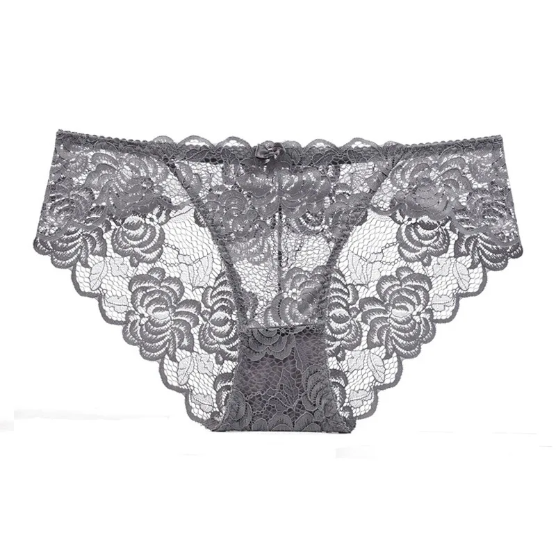 Sexy Lace Underwear Women Ultra-thin Transparent Lace Oversized Panties Female Underwear with Buttocks Low Waist Triangle Bottom