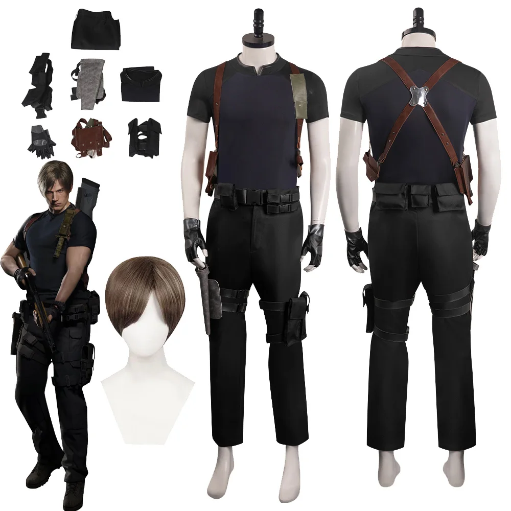 Leon Cosplay Traje para homens adultos, Scott, Leon, Roupa completa, Jogo, Dia das Bruxas, Carnaval, Festa, Traje Disfarçado