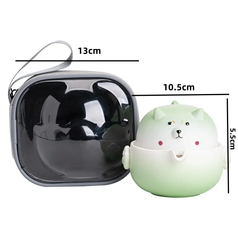 160ML Camping Travel Tea set Outdoor Cute Dog Teapots and cups Portable Ceramics tea cup with Storage Bag Kung Fu Tea Set Teacup