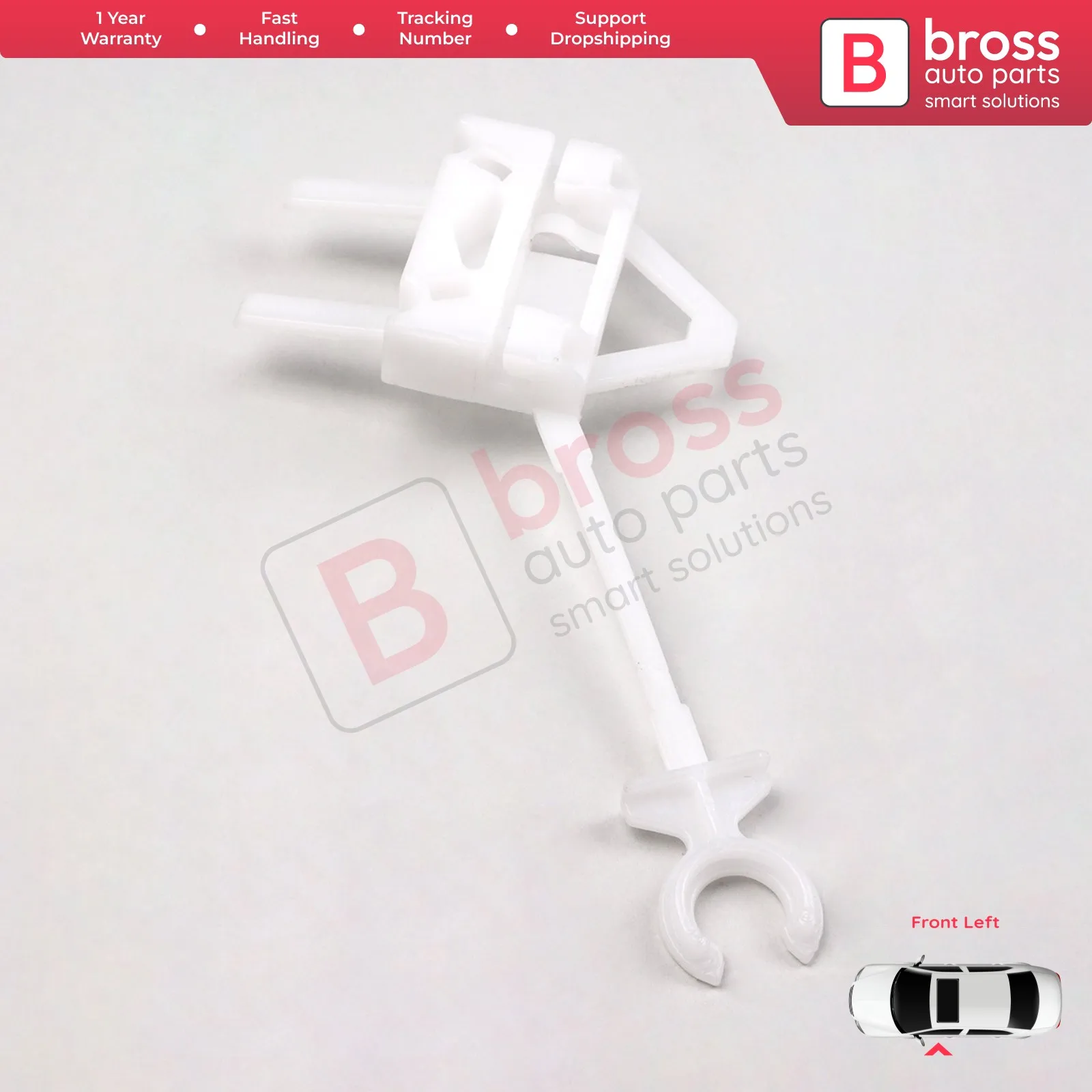 Bross Auto Parts BWR107 Power Window Regulator คลิปด้านหน้าซ้าย51718404, 46751439, 46810619, 46810677สำหรับ Fiat Doblo MK1