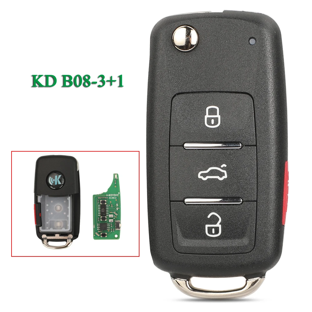 jingyuqin 4 Buttons Universal KD B08-3+1 Remote Control Car Key For VW Style For KD900 KD-X2 KD MINI URG200 Programmer