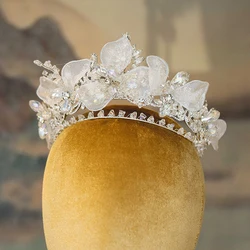 CC Romantic Crown for Women Wedding Hair Accessories Bridal Headpiece Engagement Hairwear Flower Shape Tiaras and Crowns AN053