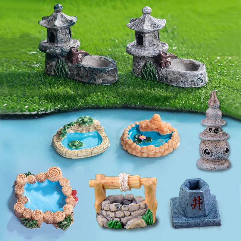 Nueva torre de piscina, casa de luz, estatuilla, micropaisaje, decoración del hogar, adornos de jardín de hadas en miniatura, accesorios de decoración modernos