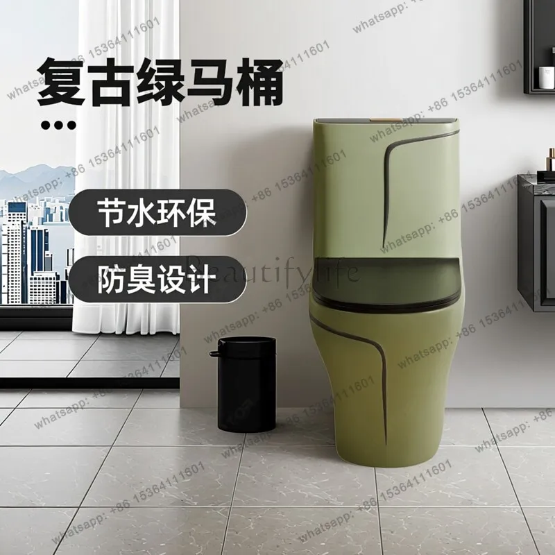 Ceramic toilet household bathroom deodorant and water-saving siphon new toilet medieval toilet