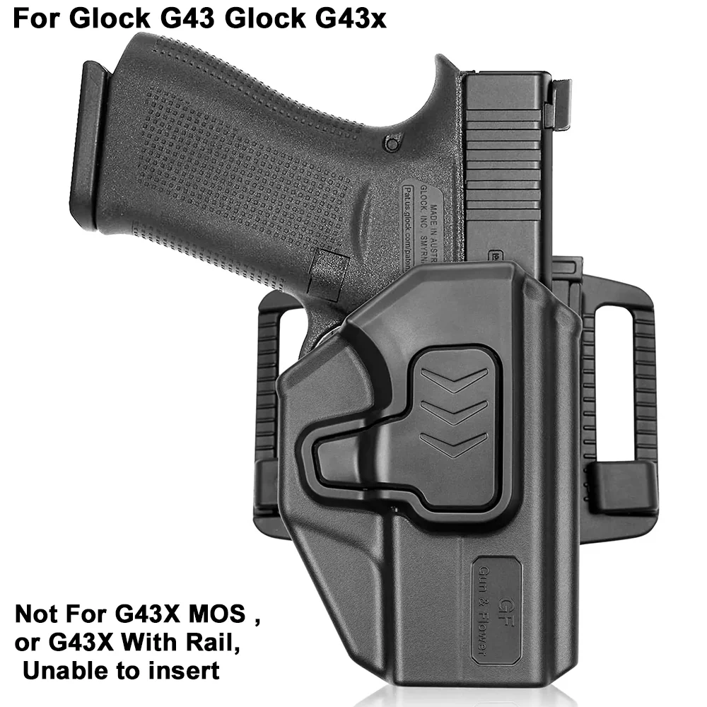 

Только для Glock G43 G43x, не подходят для G43X MOS или G43X с рейкой, кобура OB, внешний пояс, регулируемый зажим на 360 градусов