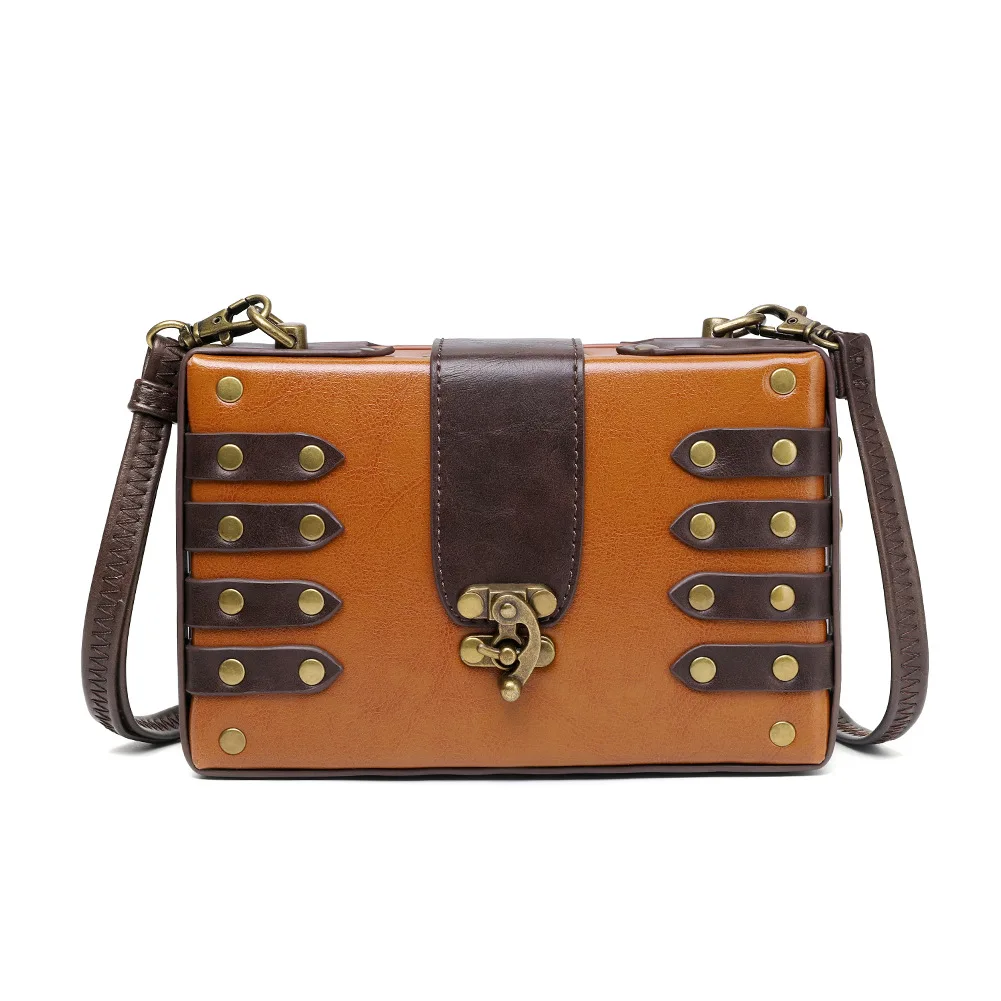 women's bag Steam punk industrial retro style small square bag women's one-shoulder diagonal bag wallet card holder