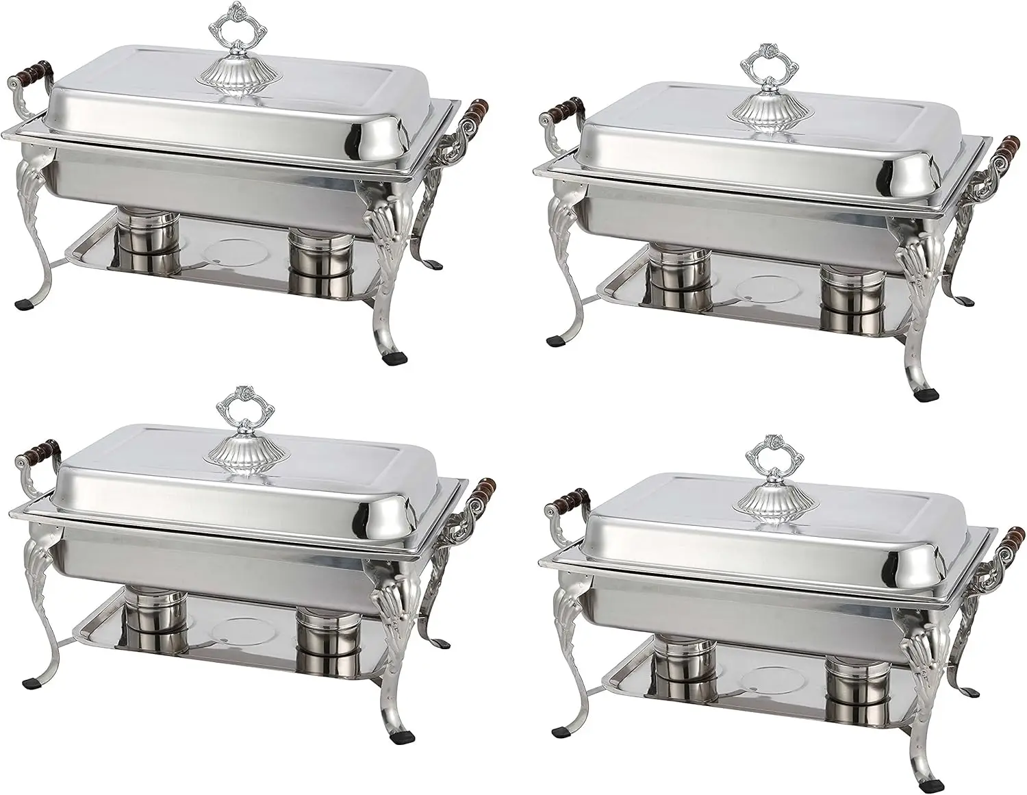 4 Pack Royal Rectangular Crown Chafing Dish Sets Food Warmers