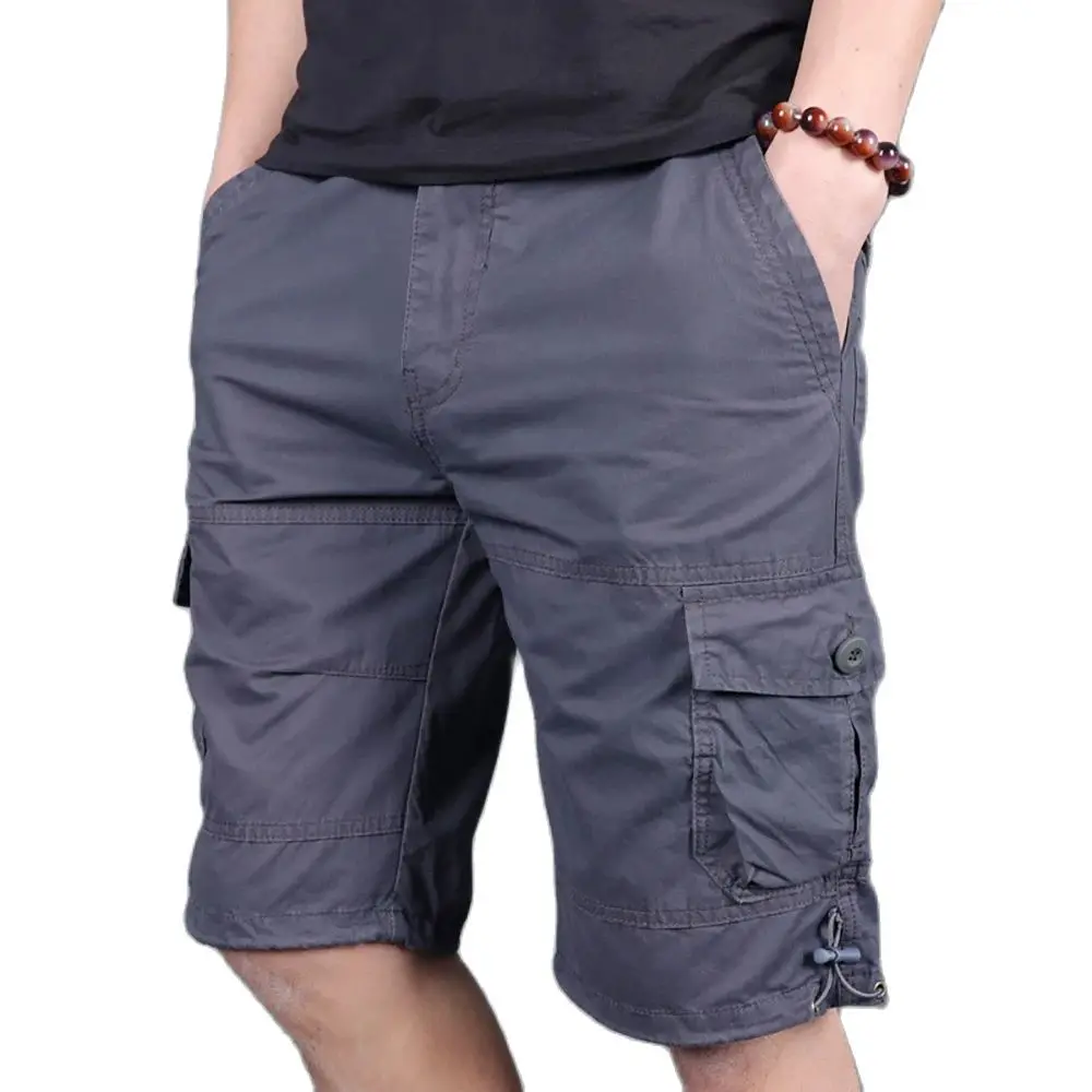 Fashion Summer Cotton Pocket Shorts Men Casual Straight Boardshorts Streetwear Clothes