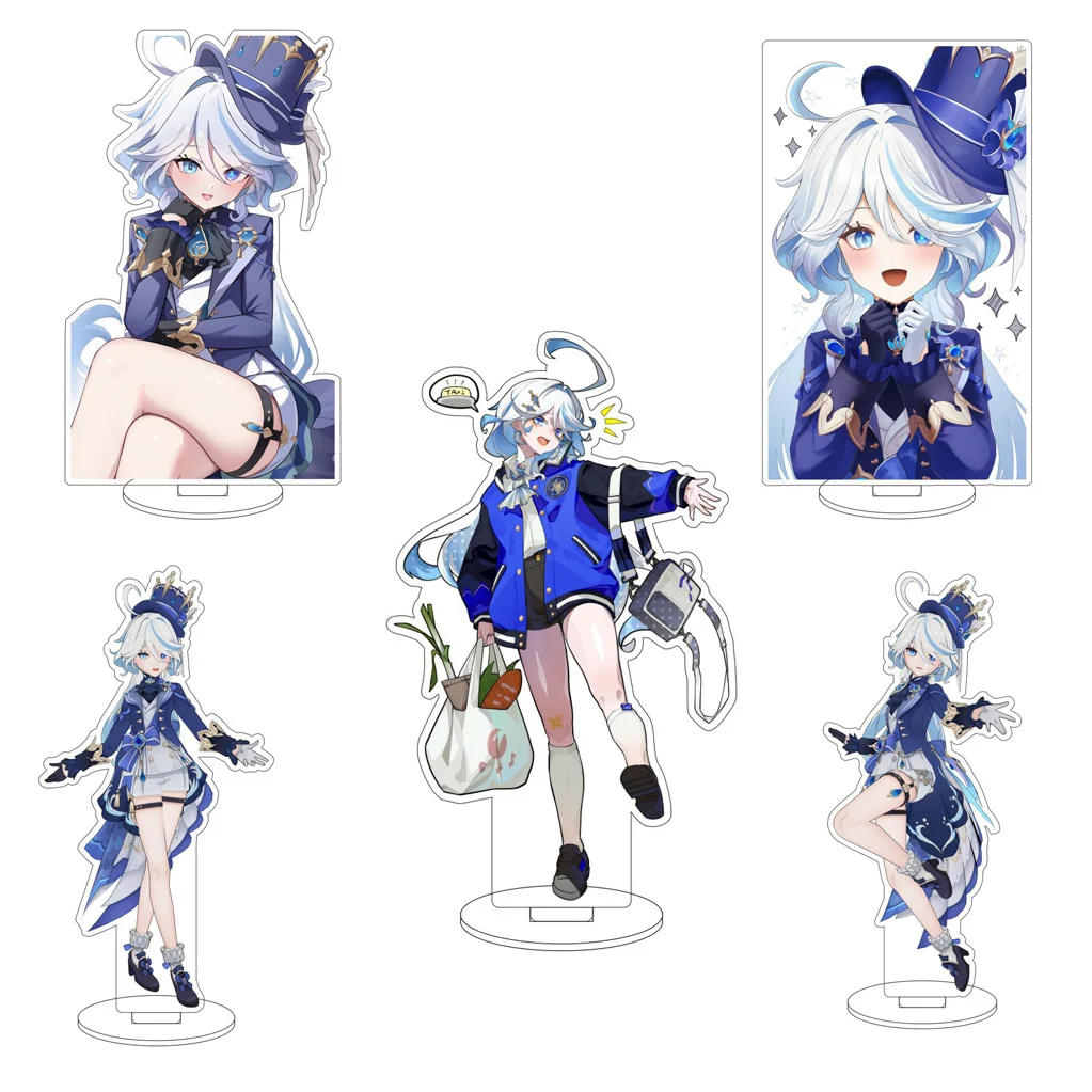 Figura Acrílica de 16CM del Anime Genshin Impact, Furina de Fontaine, Hu Tao, ZhongLi, Adornos de Escritorio, Decoración Exquisita, Regalos Lindos