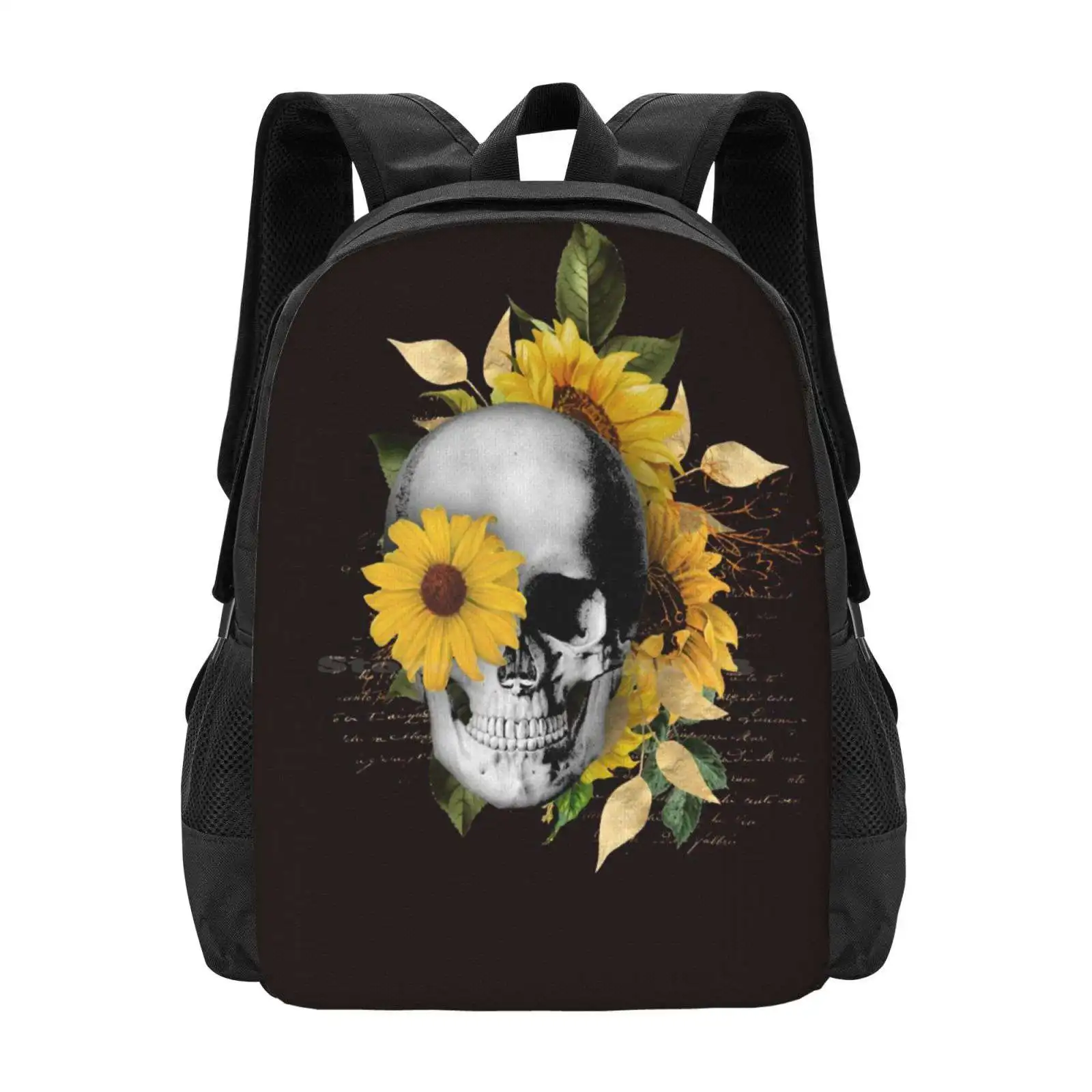 

Yellow Sunflowers And A Skull Fashion Pattern Design Travel Laptop School Backpack Bag Sunflower Rose Fredgarden8 Skull Lover