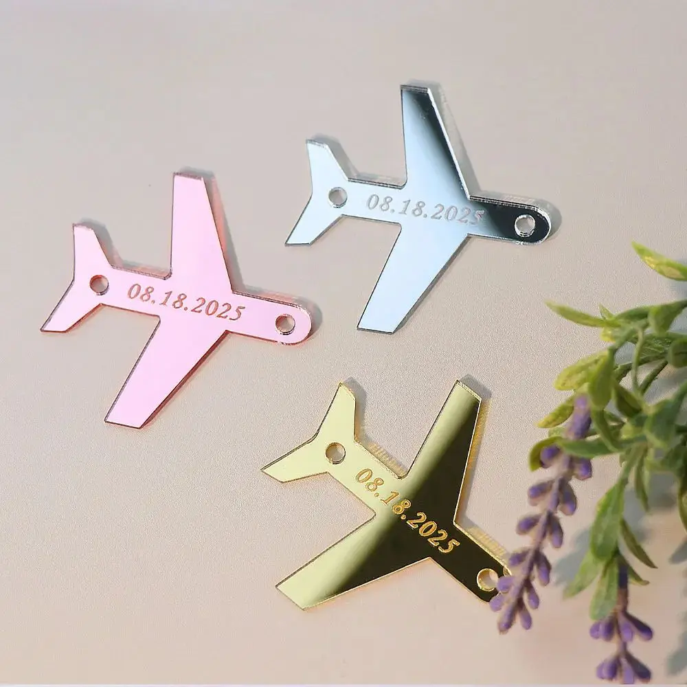 

Personalized Airplane Charms for Destination Acrylic Wedding Invitations Custom Airplane Tags Party Decor Baby Shower Tags