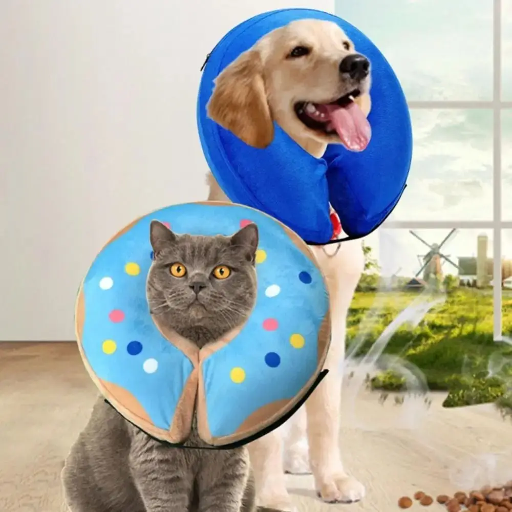 Protective Pet Recovery Cone Inflatable Adjustable Elizabeth Cone Collar Fastener Tape S/M/L/XL Dog Lick-proof Collar Wound