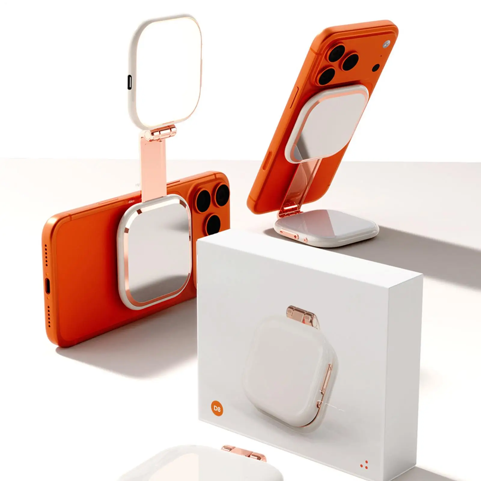 

Selfie Mirror For Phone 3 Levels Portable Adjustable Lamp Pocket Mirror Light For Video Recording Live Streaming Home Travel