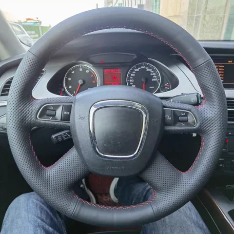 아우디 A3 (8P) Sportback A4 (B8) Avant A5 (8T) A8 (D3) A6 (C6) 용 미끄럼 방지 인조 가죽 자동차 핸들 브레이드 커버