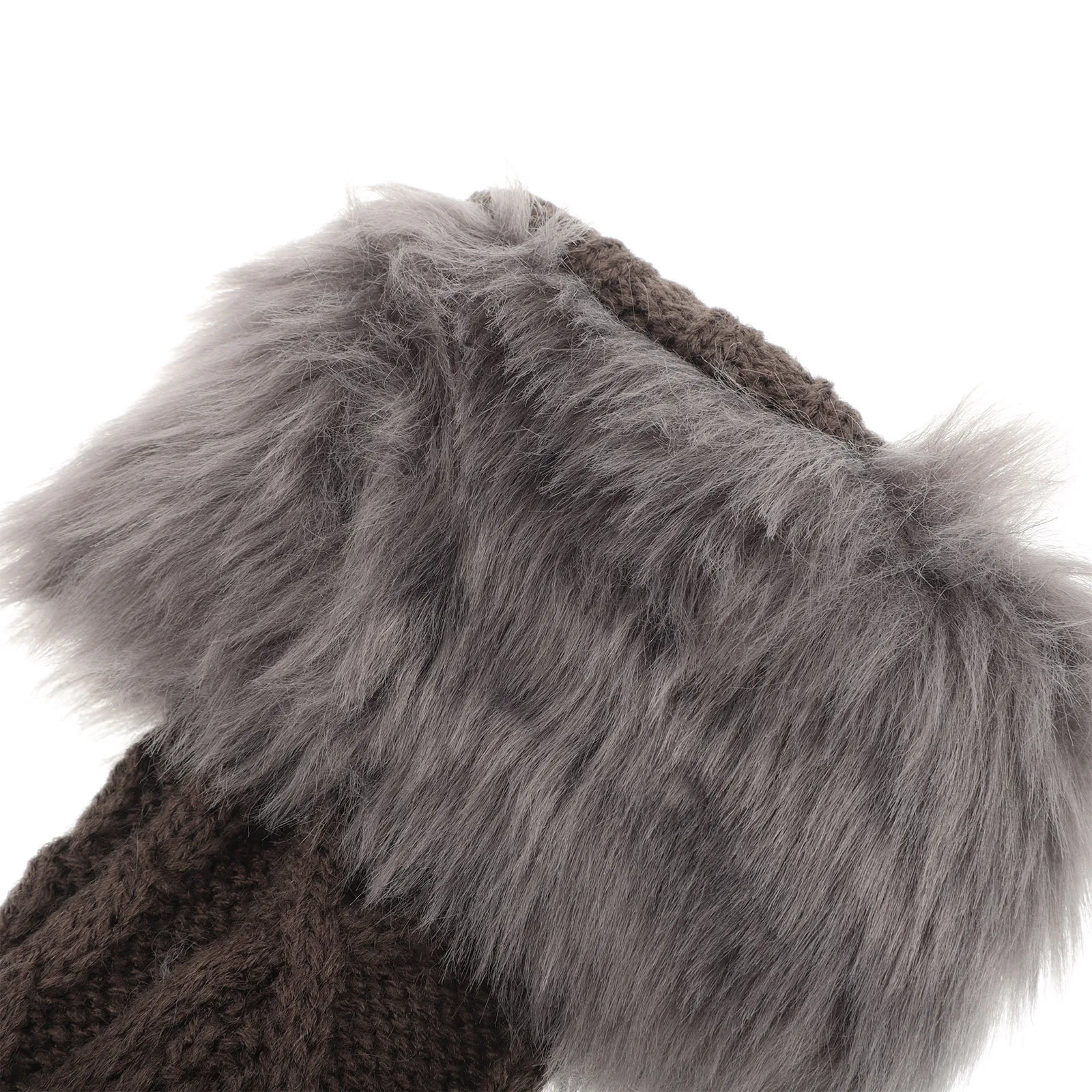 1 زوج الشتاء المرأة محبوك المعصم الأصفاد انفصال الدافئة قصيرة الأكمام اليد مدفئات للذراع سترة معطف فو متماسكة تدفئة المعصم #3