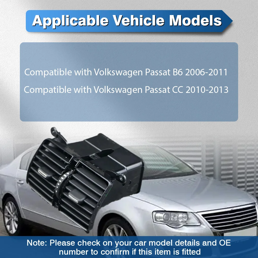 For Volkswagen Passat B6 2006-2011 CC 2010-2013 Rear Center Armrest Console Air Vent Outlet Vent Assembly 3AD819203A