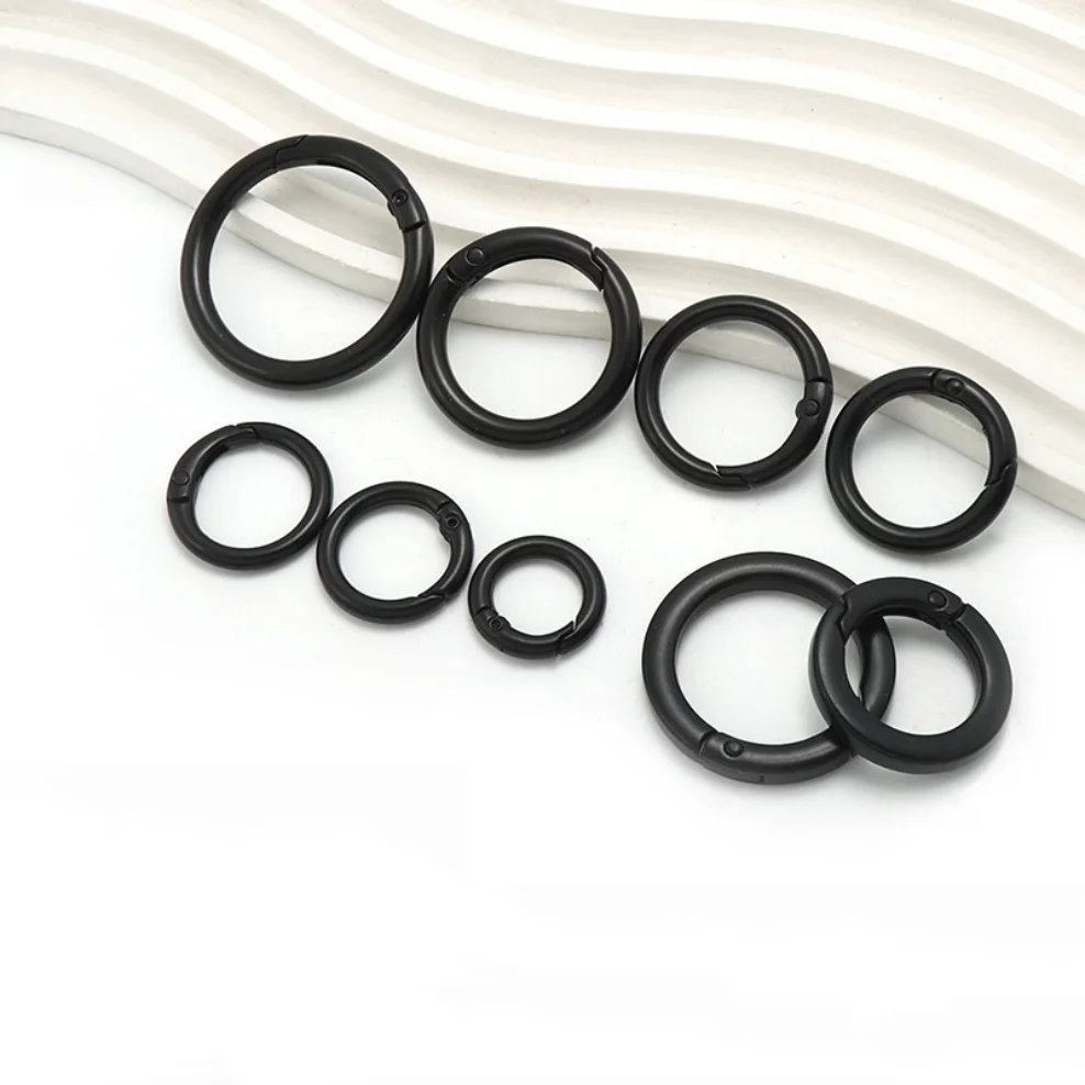 13-32 مللي متر الأسود الربيع O خواتم حلقة تسلق مستديرة حلقة رئيسية الزناد المفاجئة مشبك المفاتيح DIY بها بنفسك صنع المجوهرات حقيبة إكسسوارات جذابة