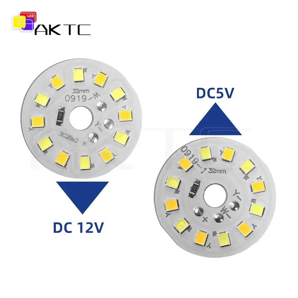 10 pz 5V 12V Bi-Color LED Round Light Board SMD2835 3 colori LED 3000K 4000K 6000K pannello luminoso in alluminio dimmerabile a bassa tensione 3W