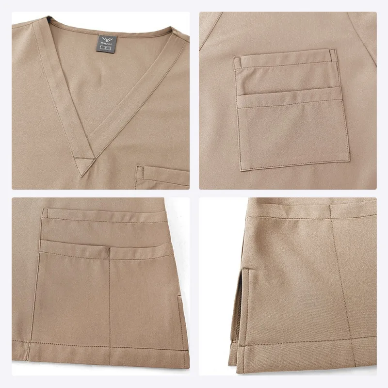 مجموعة بدلة يدوية بفرشاة موحدة للممرضات المحايدة، طاقم صالون تجميل مستشفى الحيوانات الأليفة بما في ذلك الأطباء والممرضات