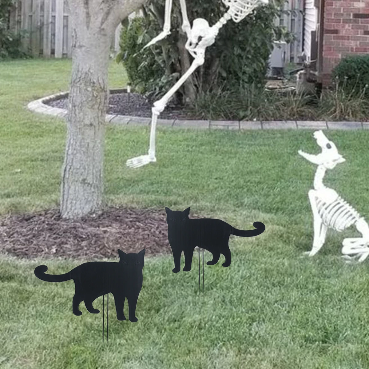 Halloween Black Cat Courtyard Card Insertion Happy Halloween Decoration For Outdoor Garden Horror Theme Ghost Festival Decor