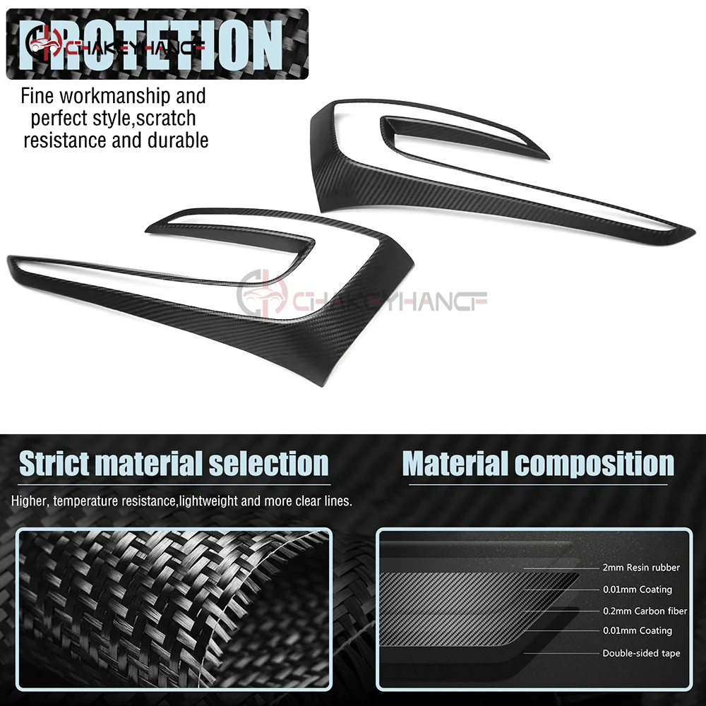 ألياف الكربون الحقيقية الخلفية سيارة الضوء الخلفي غطاء إطاري ملصقات الكسوة اكسسوارات السيارات الخارجية ل 2024 تسلا نموذج جديد 3 هايلاند #4