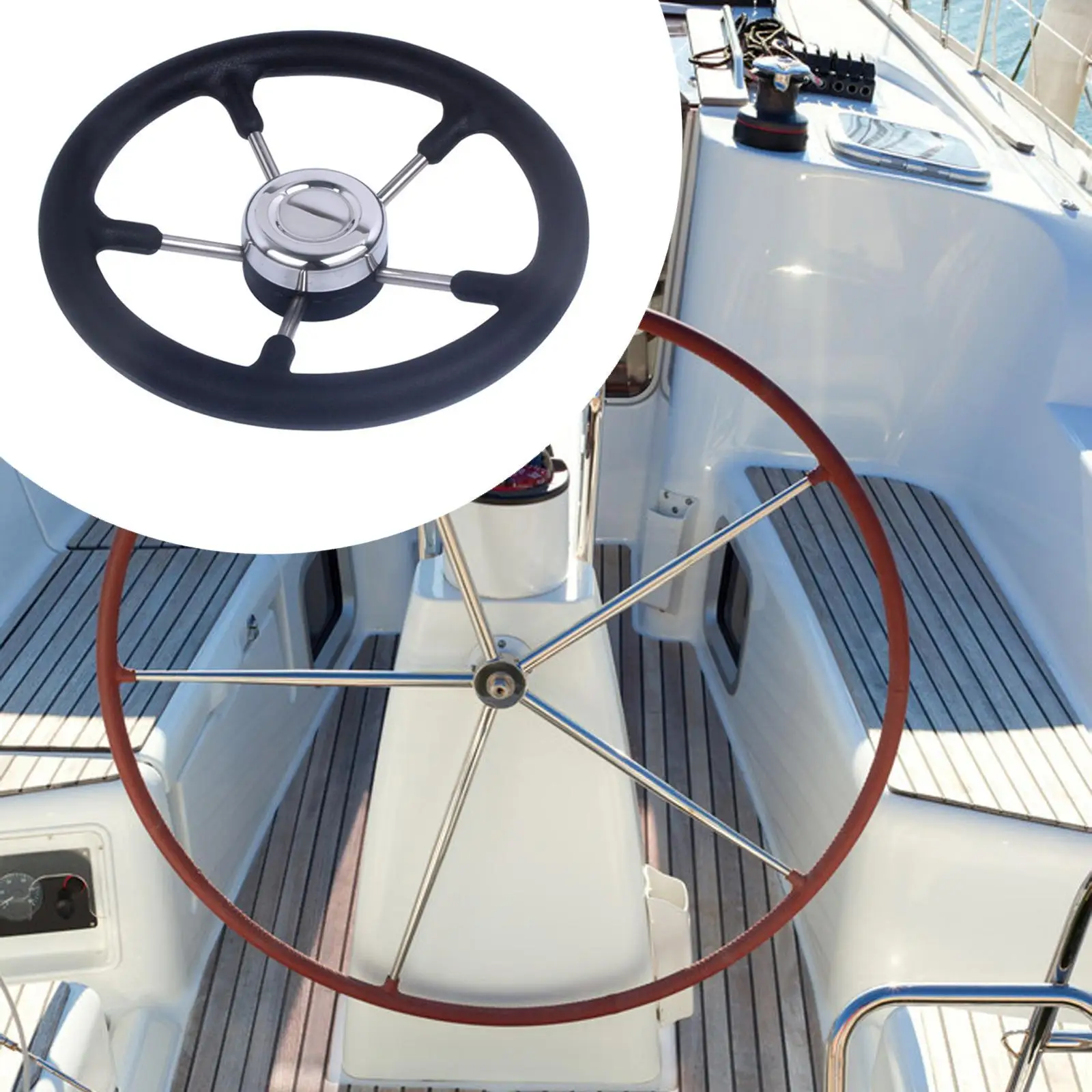 

Морской руль, рулевая ручка для катания на лодках, нескользящая, длительный срок службы, простая установка, ручка для яхты, лодки 13,5 дюйма для яхты
