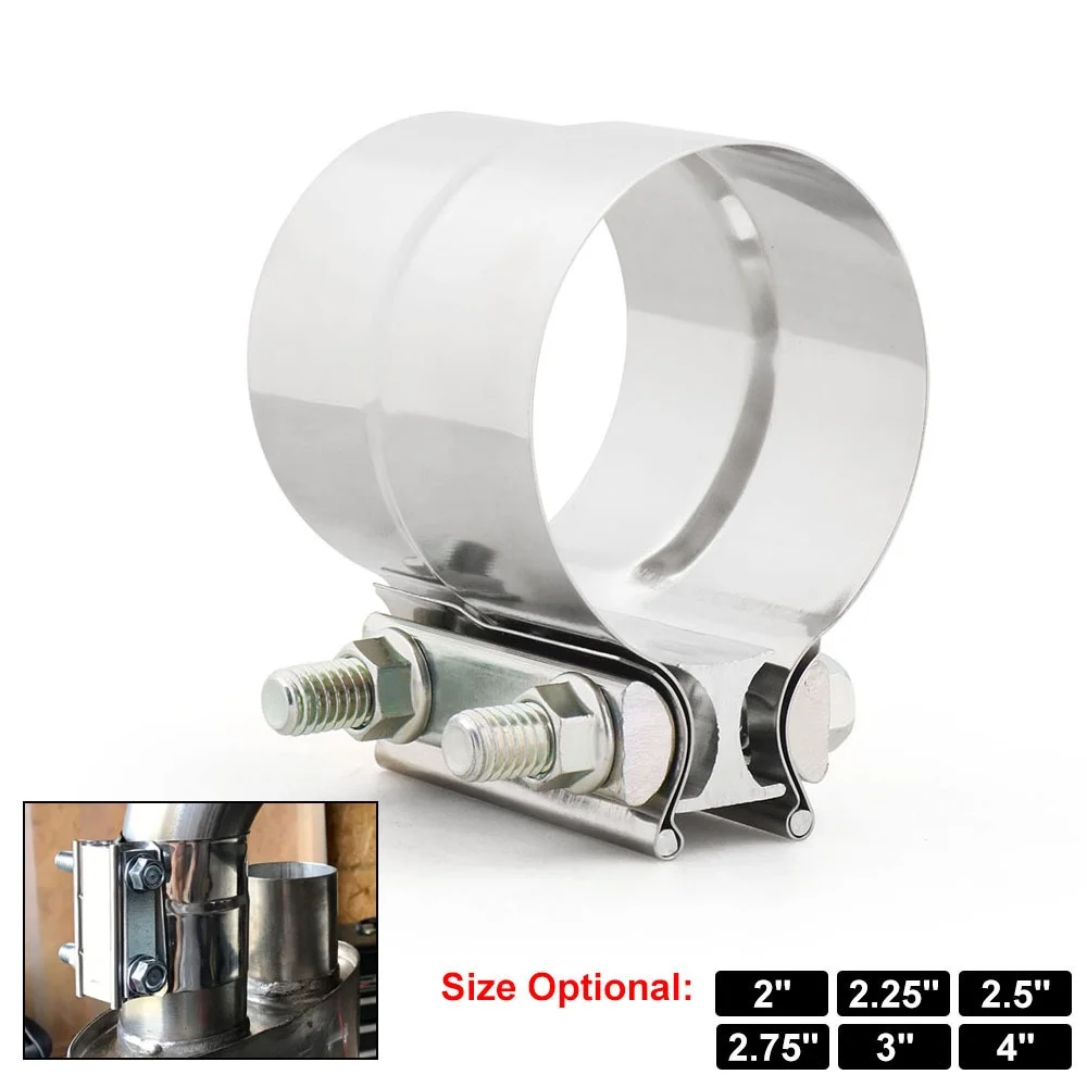 Exhaust Clamp,Lap Joint Band Clamp Stainless Steel for Pipes,Mufflers,Catalytic Converters