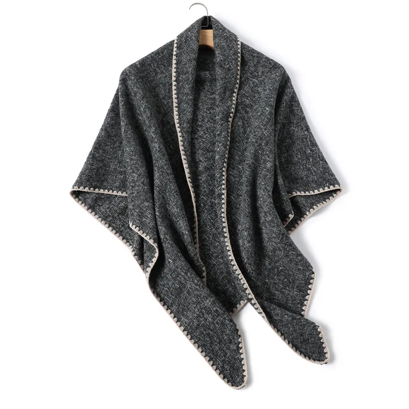 Female Solid Imitation Cashmere Triangular Scarf Warm Neck Women Thick Shawl Autumn Winter Fashion Designer Soft Comfort Wraps