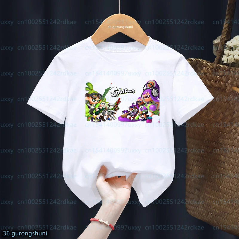 

2024 New Shooter Splatoon 3 T-Shirt Funny Inklings Octolings Splatlands T Shirt Short Sleeve Gift Girls Boys Kids Clothes Tops