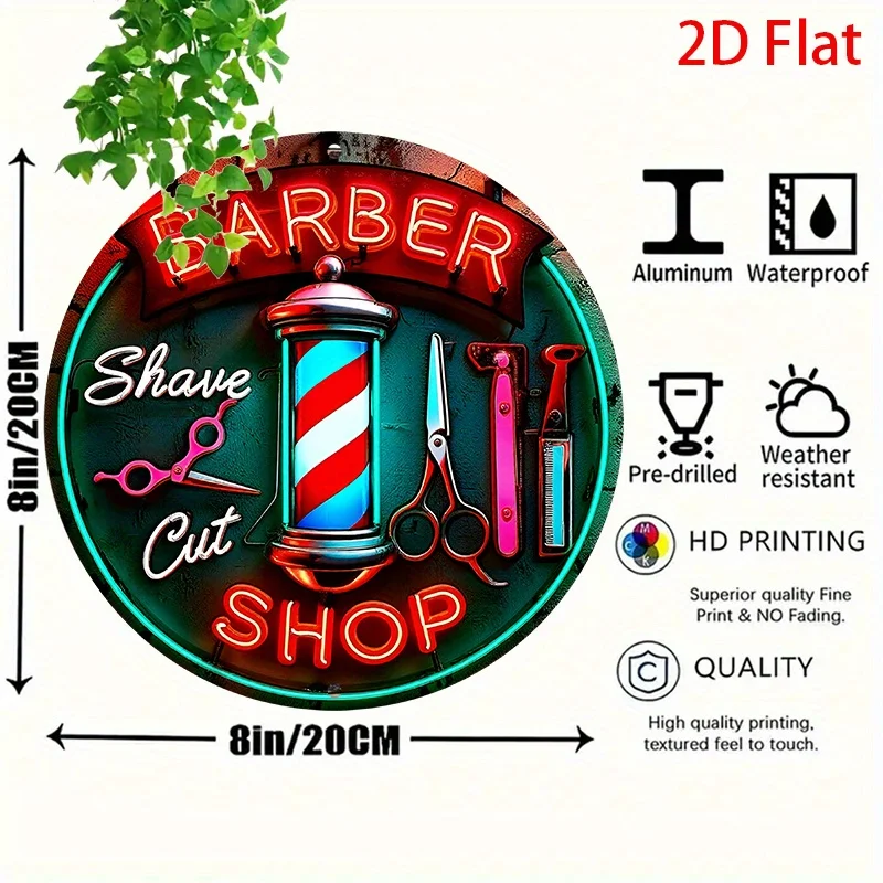 Vintage Barber Shop Neon Sign with Barber Pole & Letters - 8