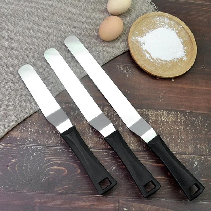 

6'-8'-10' Stainless Steel Pastry Curved Spatula with Plastic Handle&Hanging Hole HB0340W-6-8-10