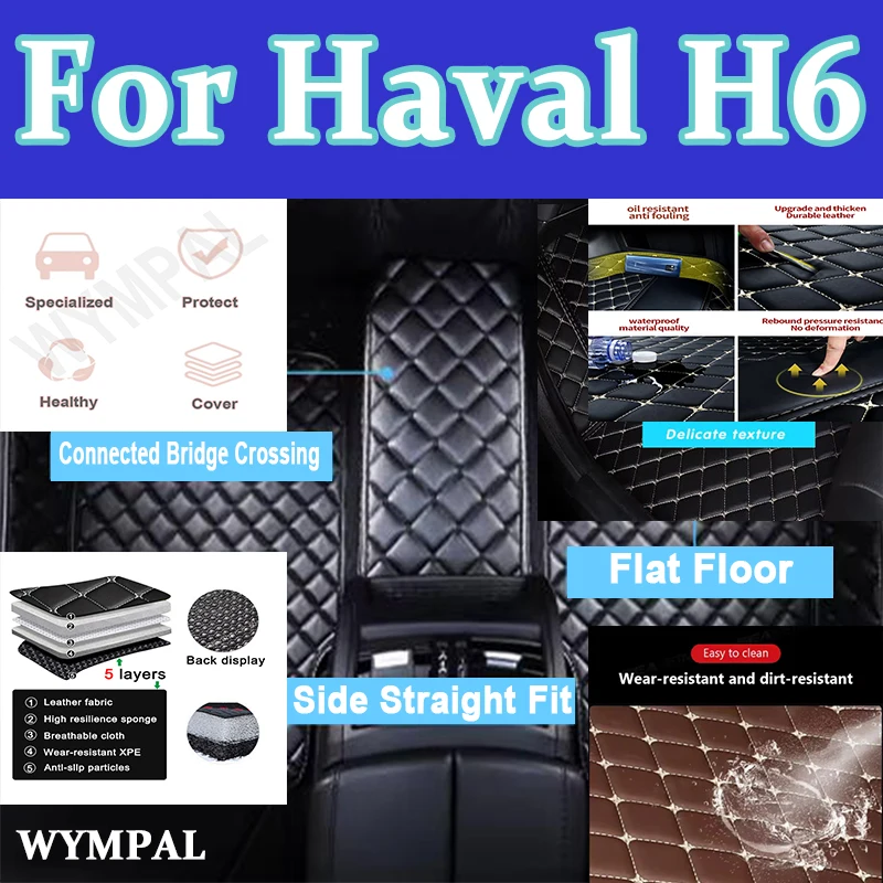 

Luxury Car Floor Mat For Custom For Haval H6 2023 Leather Man Full Set Woman Foot Auto Automobile Rugs Non-Slip Interior Pads