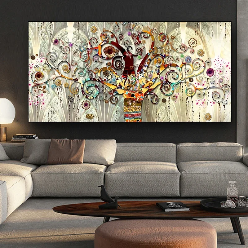 Tree of life by Gustav Klimt Landscape Wall Art Canvas Scandinavian Posters and Prints Modern Wall Art Picture for Living Room