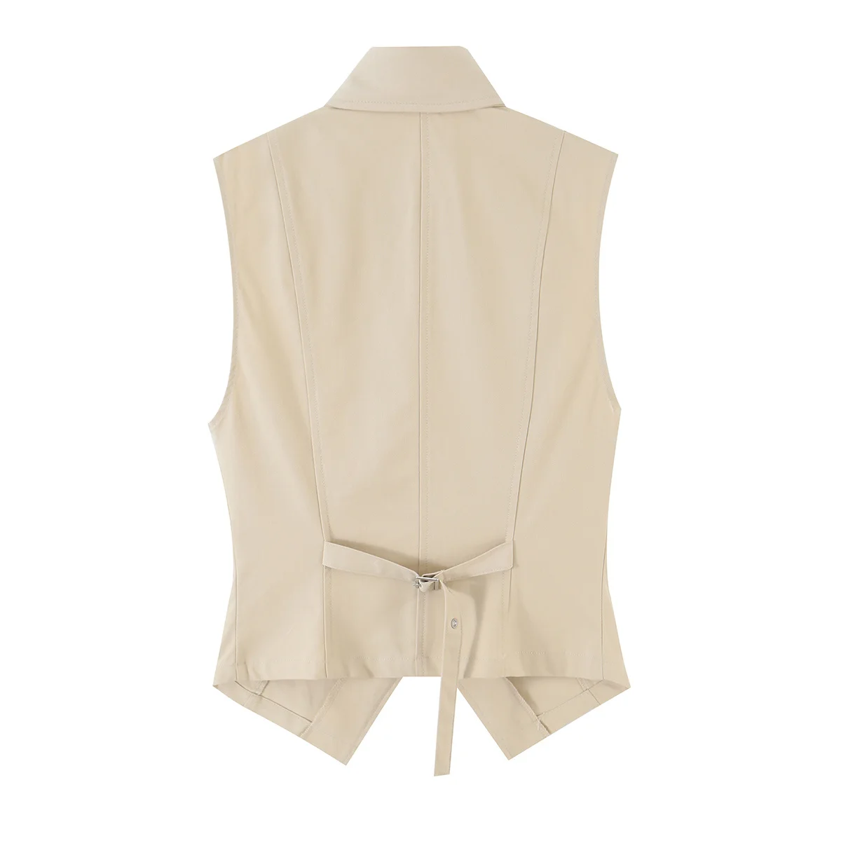 Herbstliche Damenweste mit Revers, einreihig, mit Schulterklappen-Dekor, einfarbig, ärmellos, kurz geschnitten, lässig, mit Ausschnitten, sexy Tanktop – Detail 3