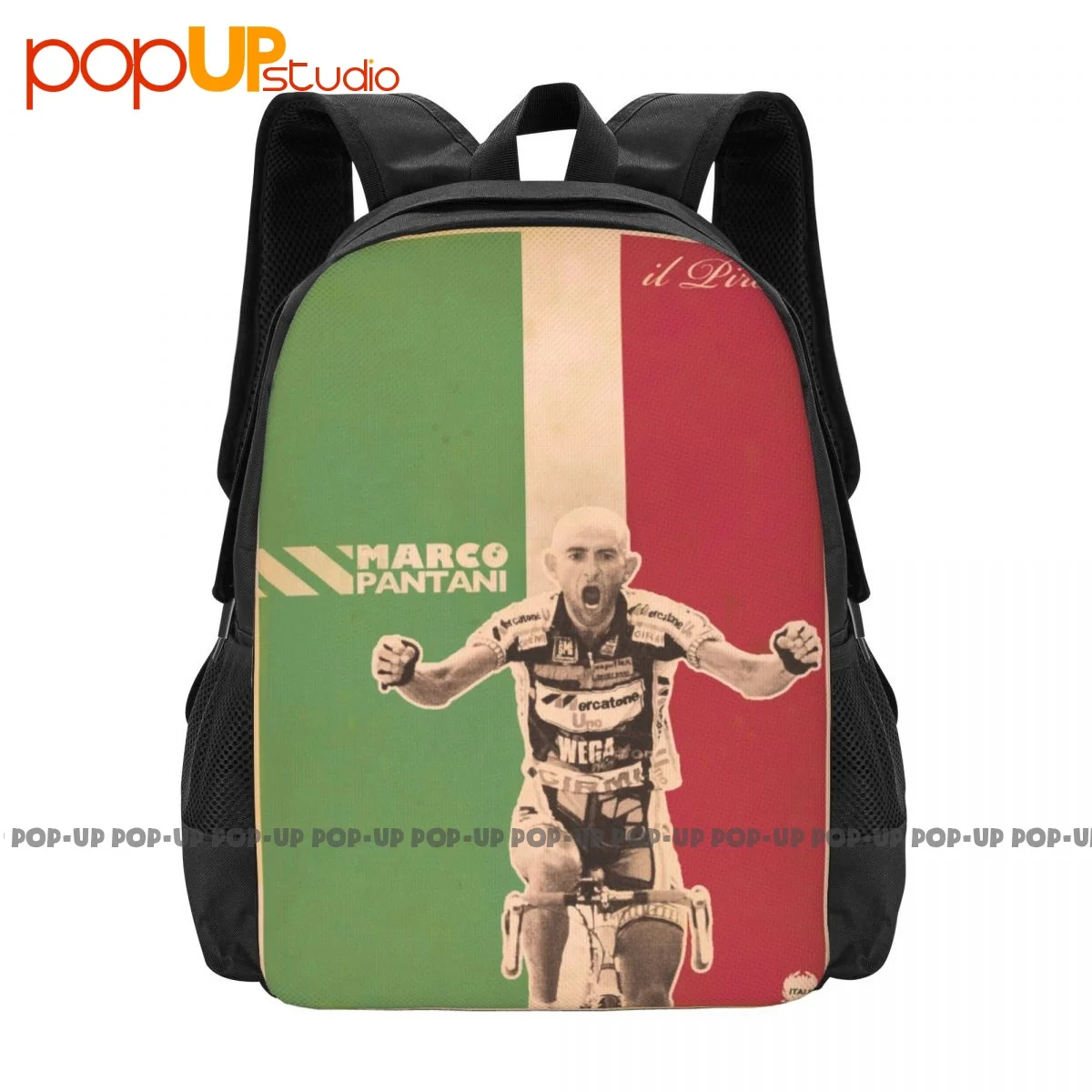 Marco Pantani Ciclismo Campione Il Pirata Cesenatico 3 Backpack Large Capacity Print Sports Bag