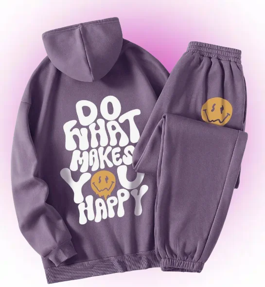 

Women's Casual Hoodie Suit, Spring/Autumn Fashion, Geometric Pattern, Knit Fabric, Regular Fit, Polyester, Stretchy, Crew Neck