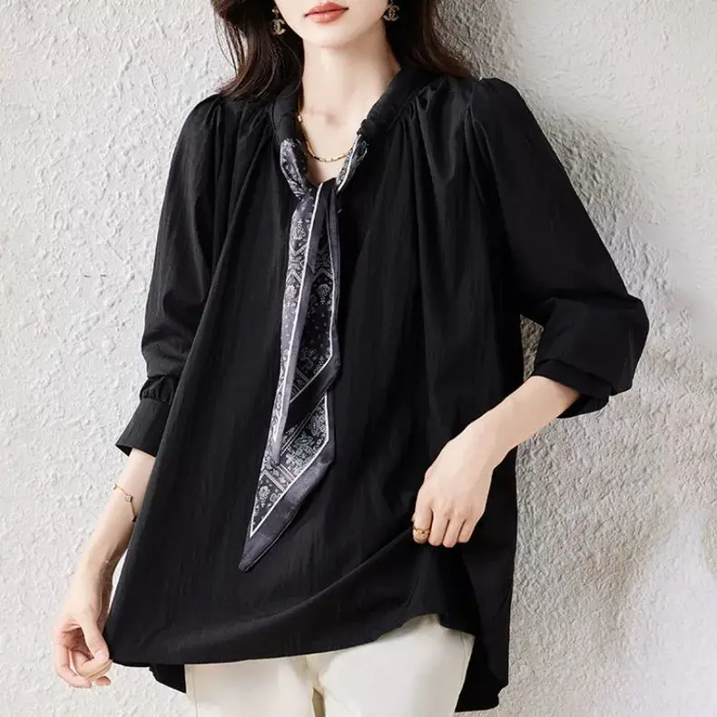 

Spring 2026 plus Size Women's Casual Loose Slimming Design irt Versatile Base Layer Top Trendy Commute Sle Long Sve V-...