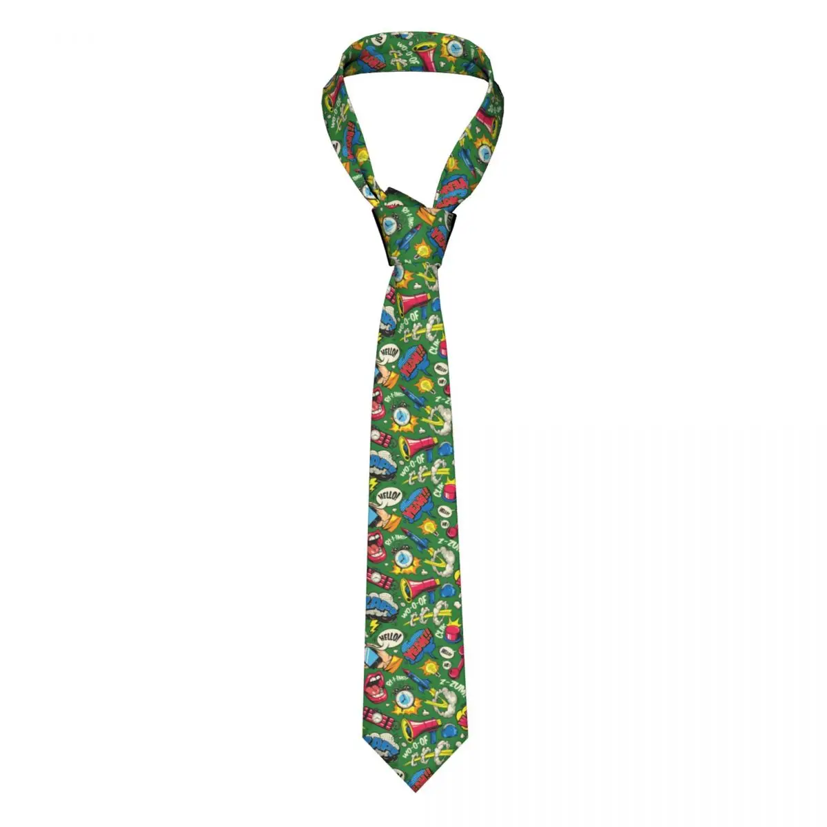 

Pop Art Tie Retro Comic Bright Art Ties Hip-Hop Street Cravat Business Necktie Narrow