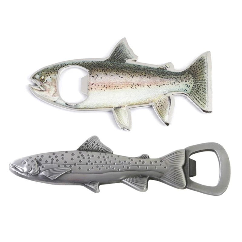 Portable Fish Pattern Beverage Opener Stainless Steel Texture Bottle Opener for Beer Lover and Party Enthusiasts DropShip