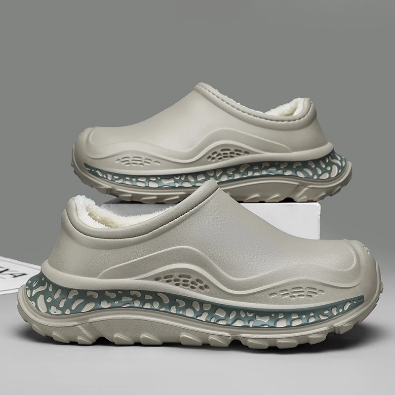 

Fashion Winter Men's Cotton Slippers Warm Slippers For Man Indoor Outdoor Warm Shoes Male Waterproof House Plush Warm Slippers